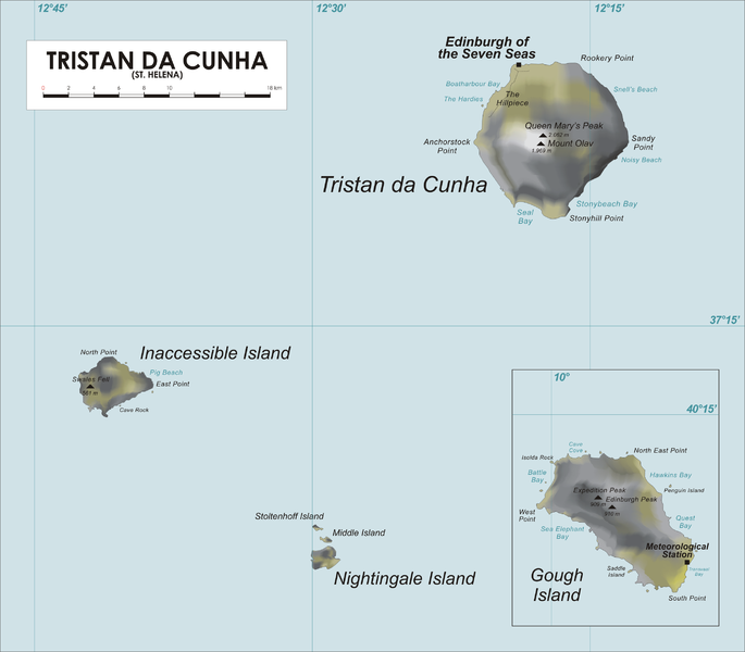Gough Island Tristan da Cunha Island DX News MAP