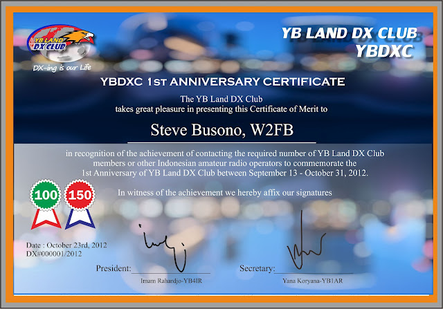 Indonesia ORARI YBDXC Award 2012 Indonesia ORARI YBDXC Award 2012