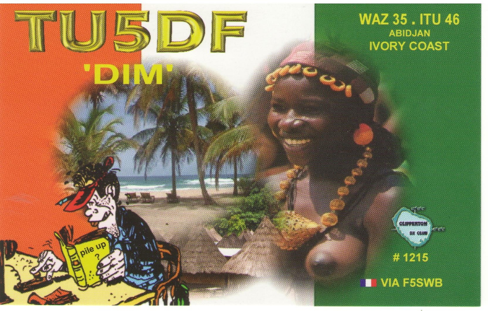 Берег Слоновой Кости Кот Дивуар TU5DF QSL Берег Слоновой Кости Кот Дивуар TU5DF QSL