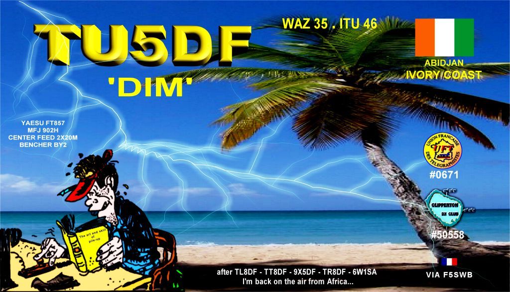 Берег Слоновой Кости TU5DF QSL Берег Слоновой Кости TU5DF QSL