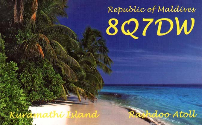 Kuramithi Island Maldive Islands 8Q7DW QSL