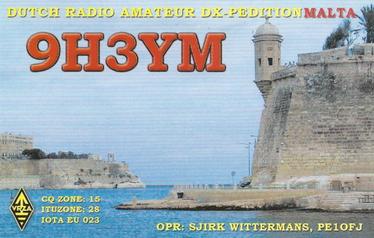 Malta 9H3YM QSL Malta 9H3YM QSL