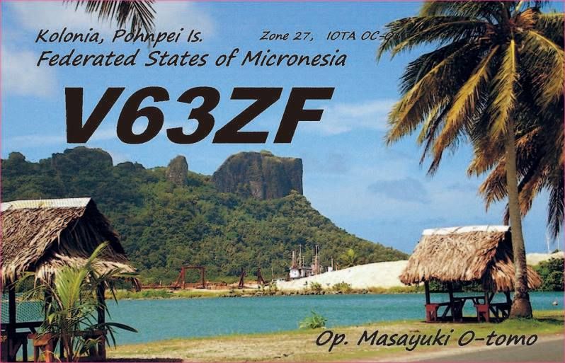 Остров Понпеи Каролинские острова V63ZF QSL  Остров Понпеи Каролинские острова V63ZF QSL