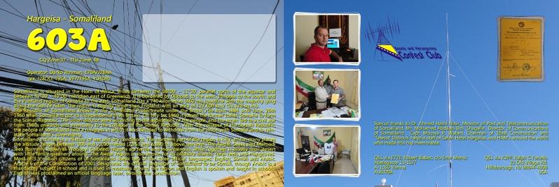 Somaliland 6O3A QSL Somaliland 6O3A QSL