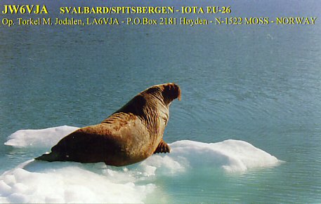 Svalbard Islands JW6VJA QSL Svalbard Islands JW6VJA QSL