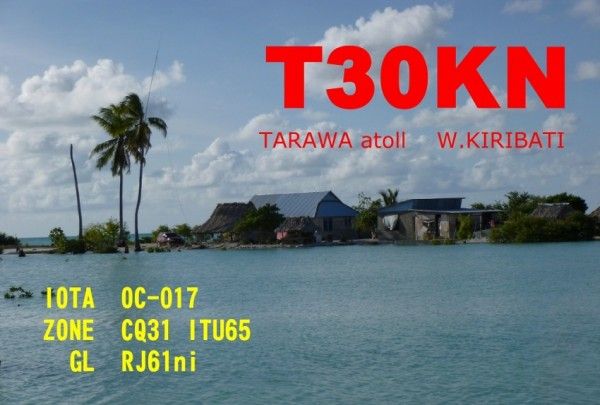 Atoll Tarawa Kiribati T30KN QSL Atoll Tarawa Kiribati T30KN QSL