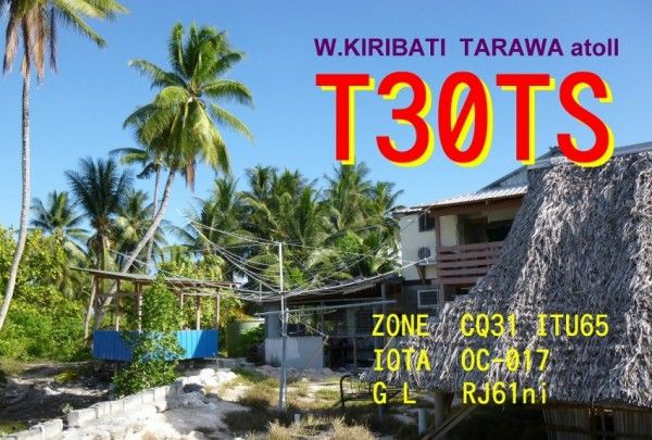 Atoll Tarawa Kiribati T30TS QSL Atoll Tarawa Kiribati T30TS QSL