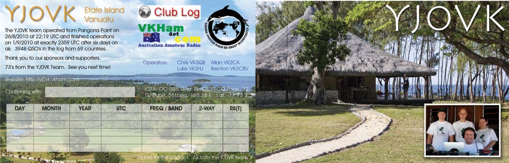 Vanuatu YJ0VK QSL 1 Vanuatu YJ0VK QSL 1