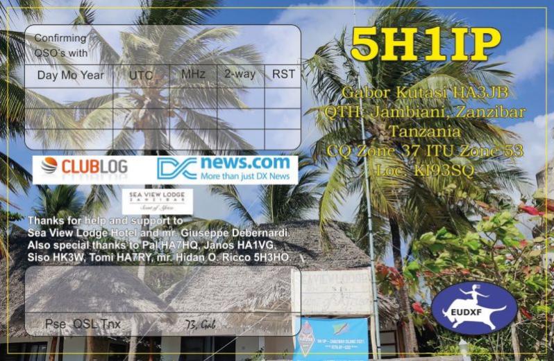 5H1IP Zanzibar Island DX News QSL Card 2 5H1IP Zanzibar Island DX News QSL Card 2