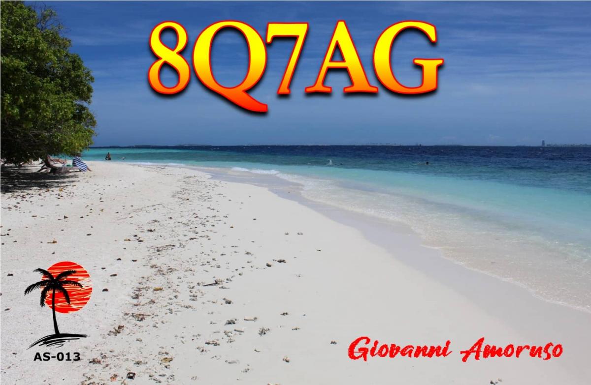 8Q7AG Maldives QSL Card 8Q7AG Maldives QSL Card