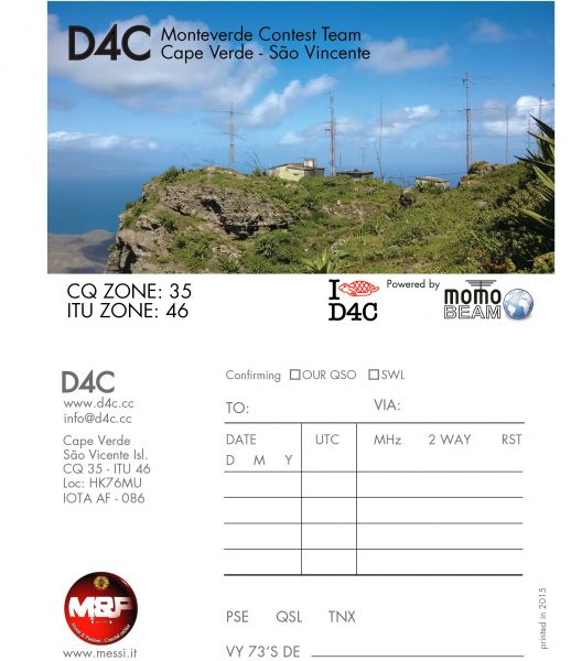 Кабо Верде D4C Остров Зеленого Мыса Миндело QSL 2015