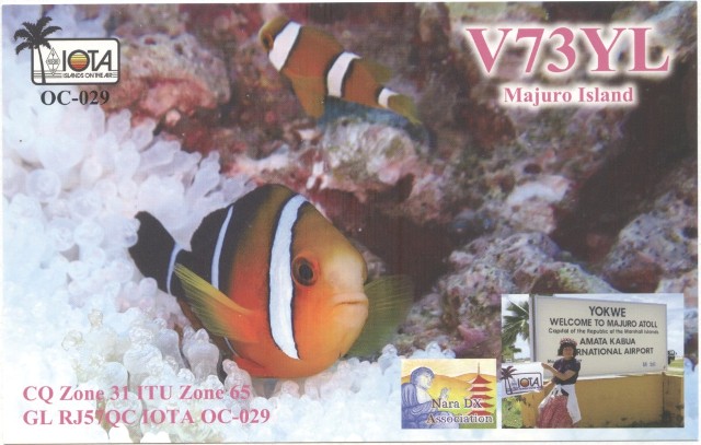 Majuro Island Marshall Islands V73YL QSL  Majuro Island Marshall Islands V73YL QSL