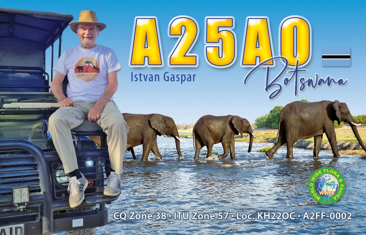 A25AO Botswana QSL Card A25AO Botswana QSL Card