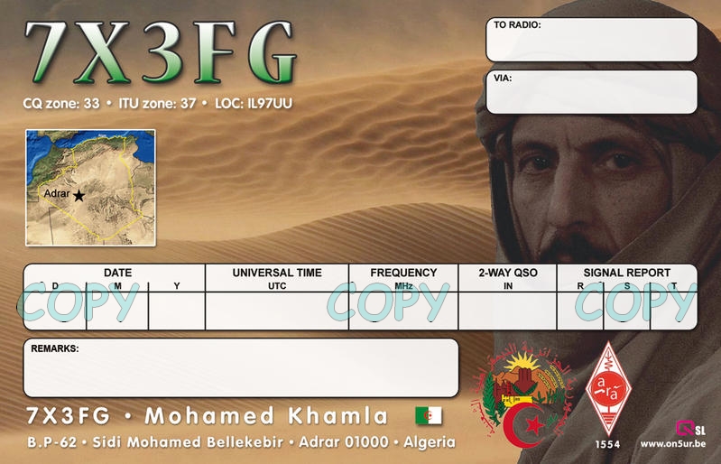 Algeria 7X3FG QSL 2