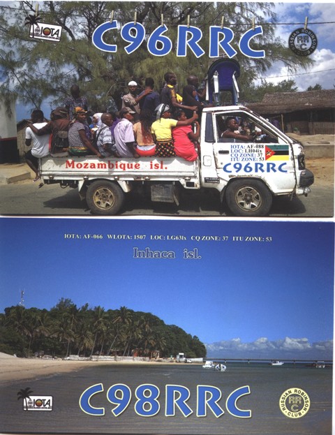 C96RRC C98RRC Mozambique Island Inhaca Island IOTA QSL Card C96RRC C98RRC Mozambique Island Inhaca Island IOTA QSL Card