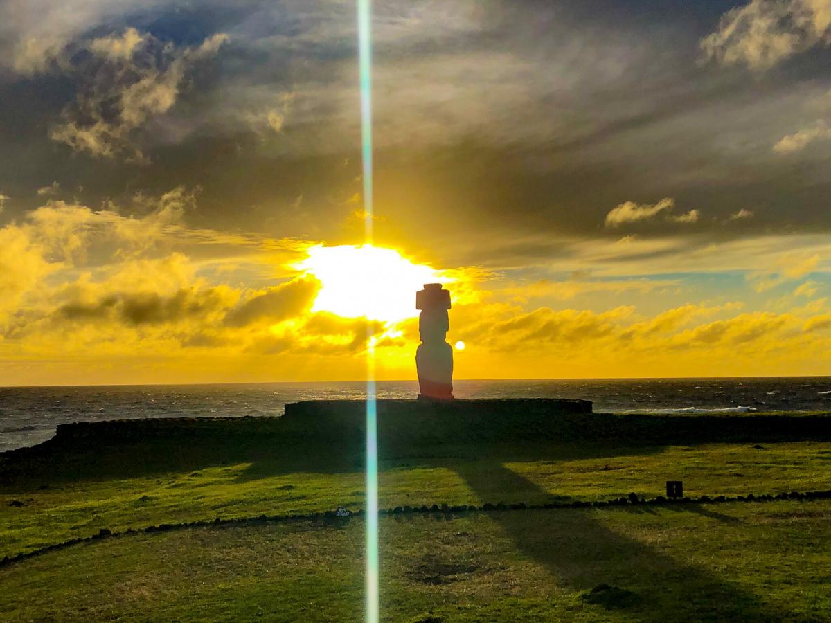 CE0Y/VE7ACN Sunset, Tahai, Easter Island. Tourist attractions spot CE0Y/VE7ACN Sunset, Tahai, Easter Island. Tourist attractions spot
