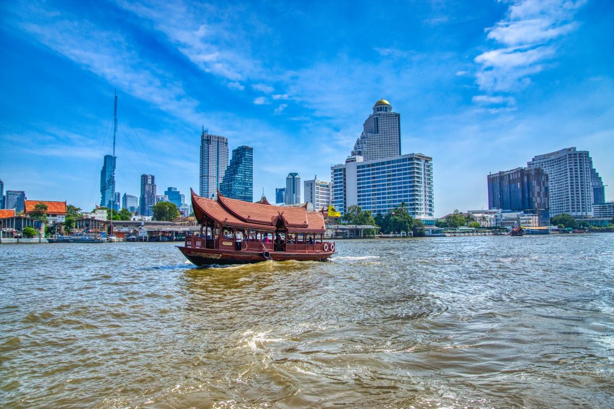 E2E Shuttle boat of the Mandarin Oriental hotel on the Chao Phraya river in Bangkok, Thailand Tourist attractions spot