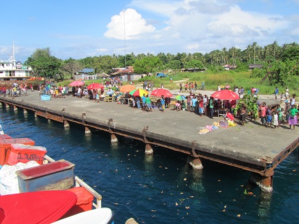 H44R Approaching the landing dock in Mbanika, Russell Islands