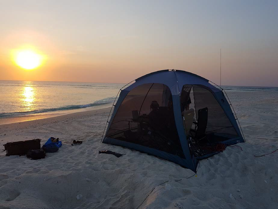 VK9AR/6 About to start the second station on Browse Island at sunrise VK9AR/6 About to start the second station on Browse Island at sunrise