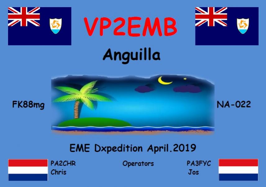 VP2EMB Остров Ангилья EME экспедиция Баннер VP2EMB Остров Ангилья EME экспедиция Баннер